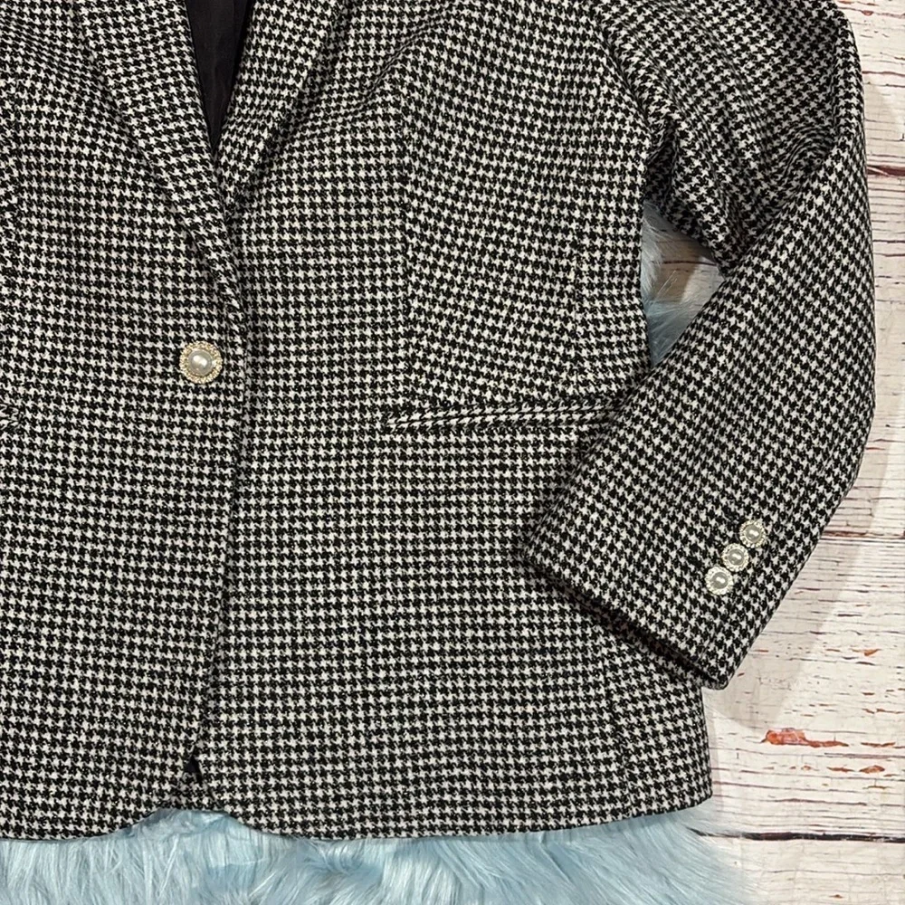 NWT J. Crew Factory Petite sparkle houndstooth one-button blazer